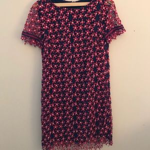 Navy and red islet flower dress